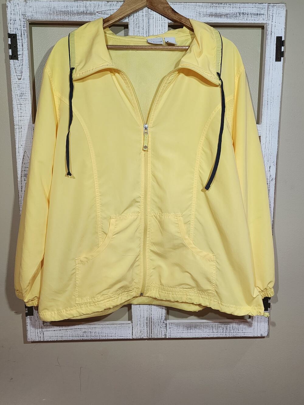 Kim Rogers Woman Yellow Lightweight Full Zip Hooded Windbreaker Jacket 2X